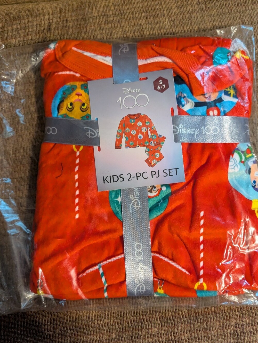 Disney Kids 2-Piece Orange Disney 100 Pajama Set